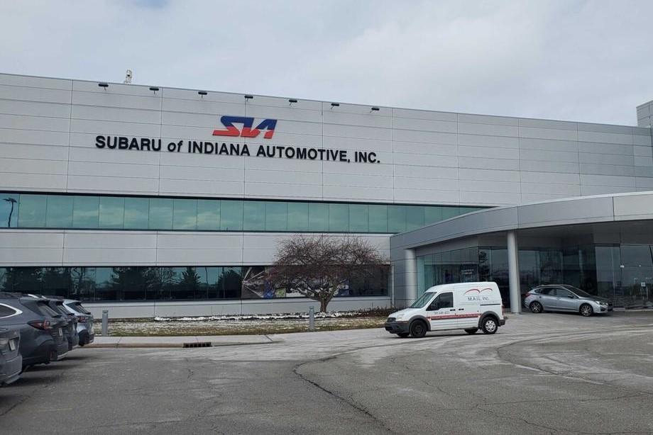 Subaru of Indiana Automotive facility in Lafayette's main entrance.
