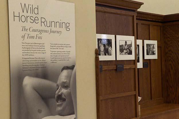 An exhibition of 60 striking photographs documenting Fox facing his illness and death are on display in Maxwell Hall. 