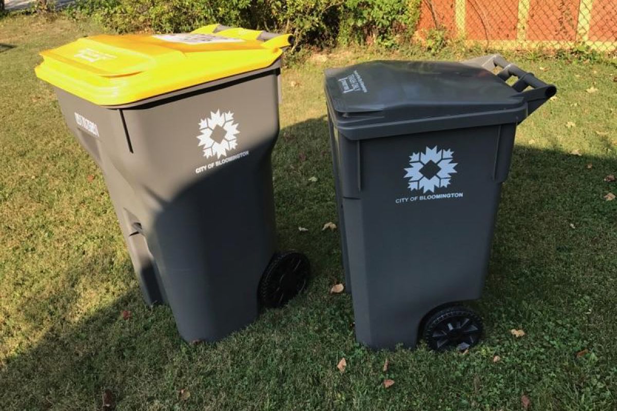 Bloomington trash and recycling bins.