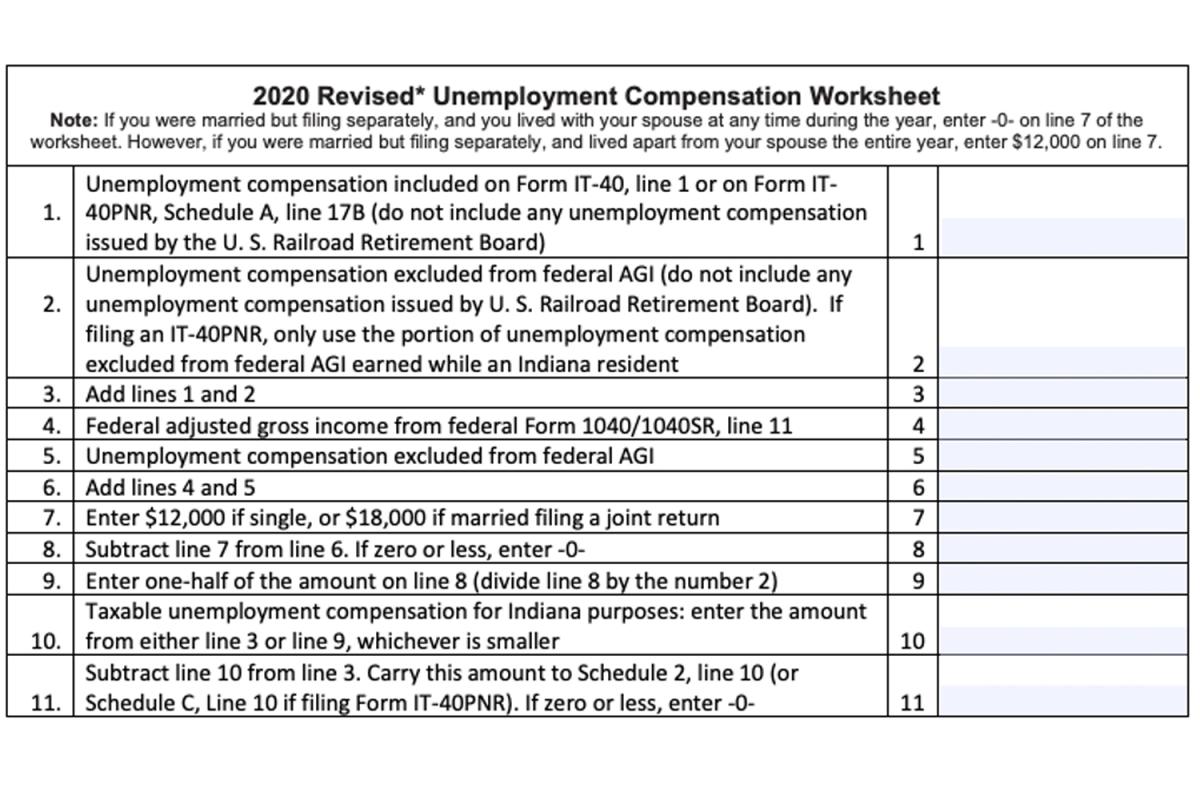 The Indiana Department of Revenue created a new worksheet for Hoosiers with 2020 unemployment benefits to use.