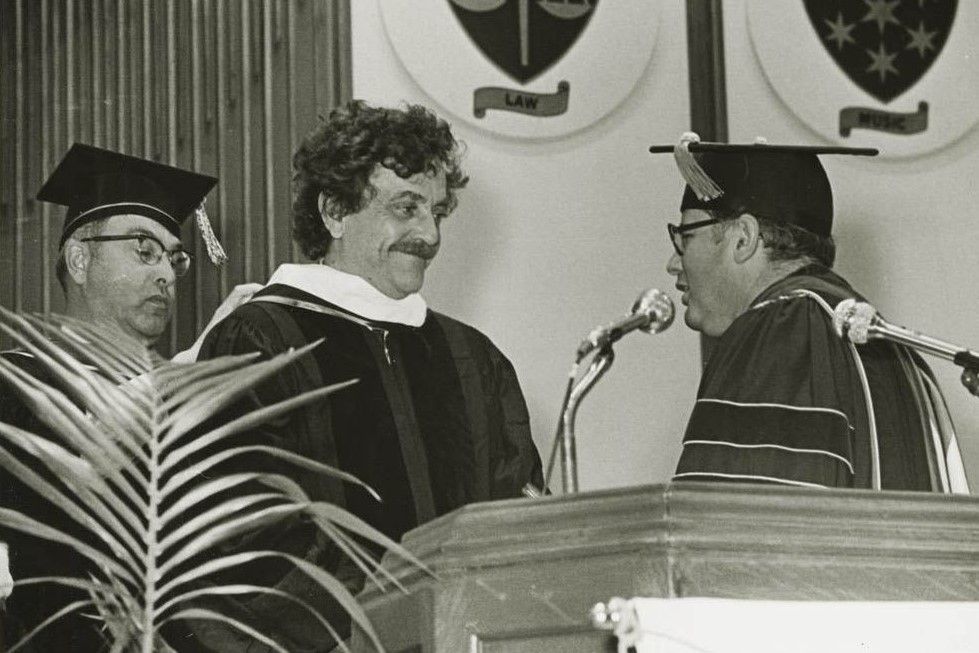 Kurt Vonnegut Jr. receives an honorary Doctor of Humane Letters, May 13, 1973.