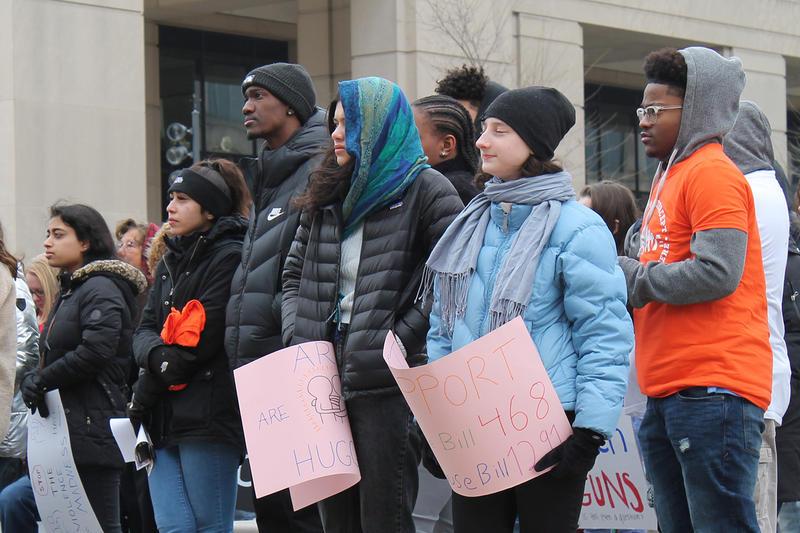Members of the student-led group We Live Indy gathered at the Statehouse on Saturday March 2, 2019.