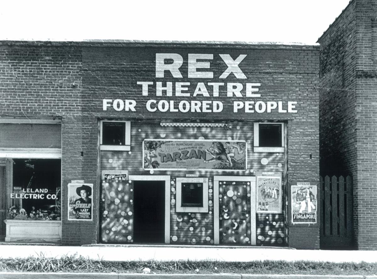 Postcard image of the Rex Theatre in Leland, MS.