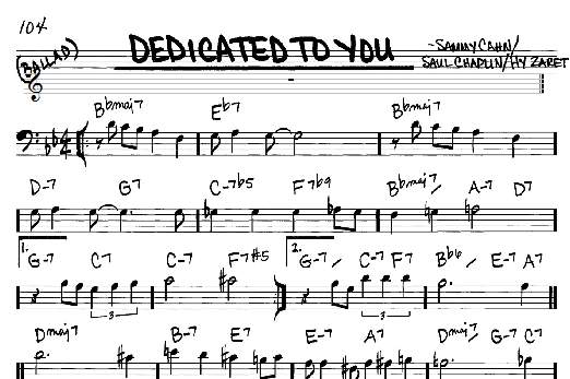 Sheet music for the song "Dedicated To You"