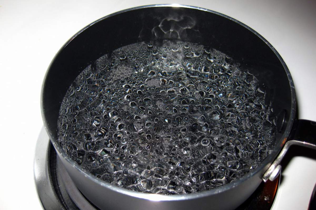 Boiling water in pot