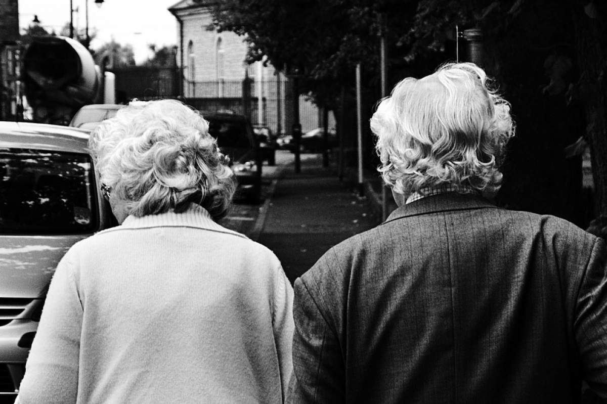 Older couple with grey hair