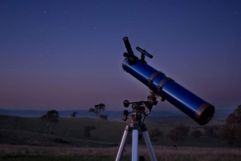 A telescope set up outside