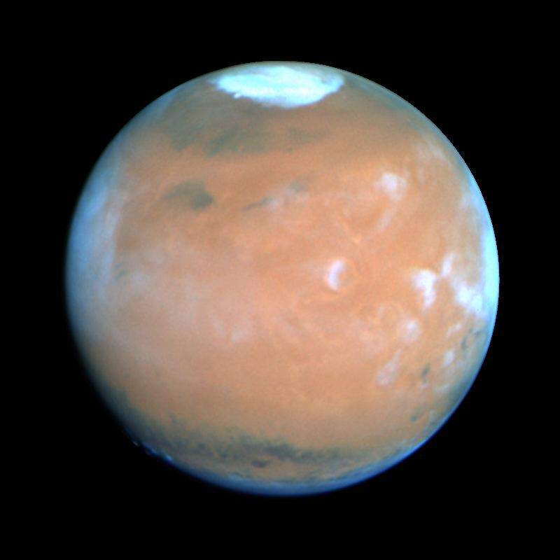 Mars as seen by the Hubble Space Telescope.