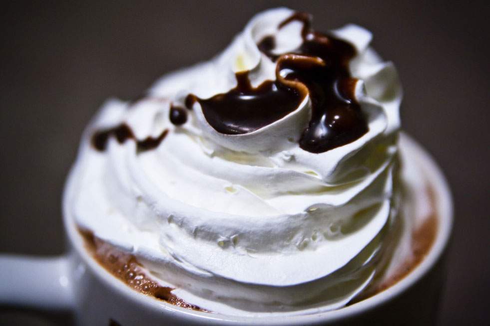 whipped cream with chocolate and fudge