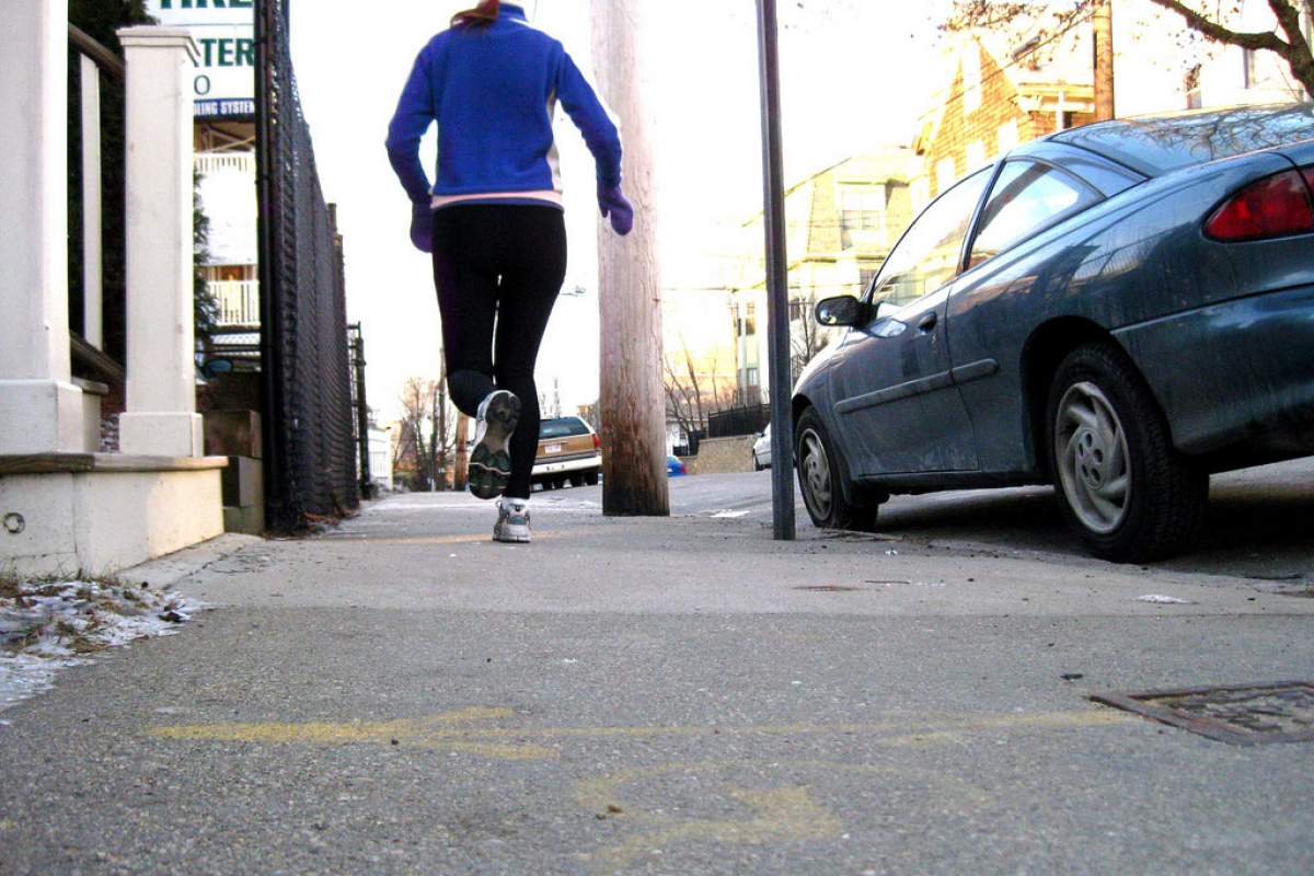 woman running on the street