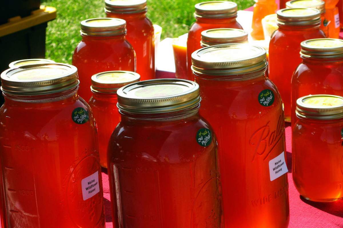 jars of honey in the sun