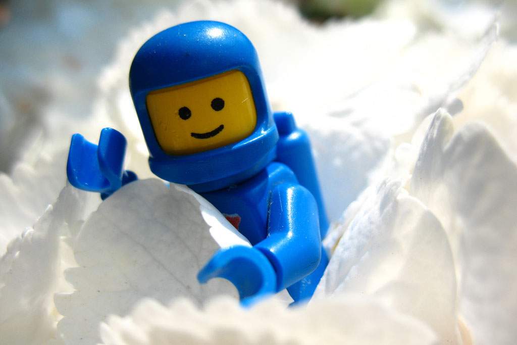 lego spaceman in ice