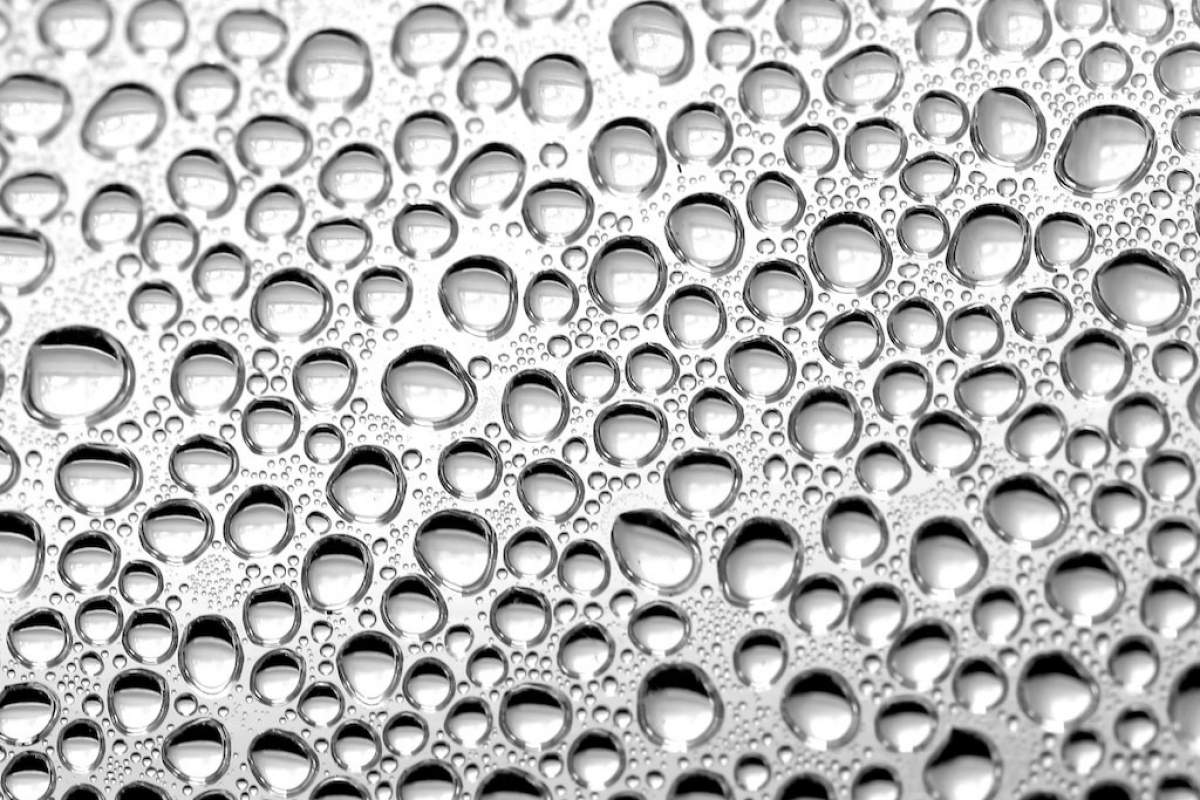 water droplets on a gray background