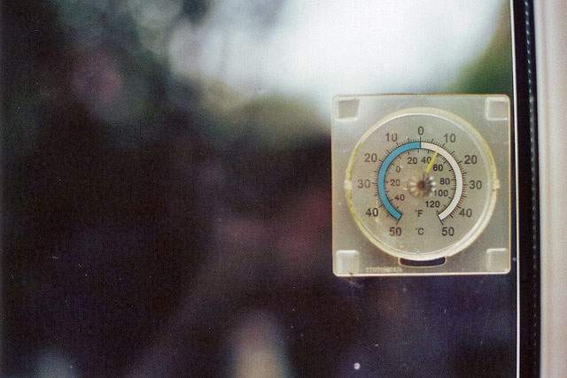 thermometer mounted on wall