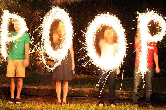 people spelling poop out in sparklers
