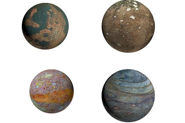 planets against a white background