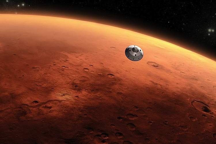 Artist's rendition of NASA's Mars Science Laboratory spacecraft nearing the red planet