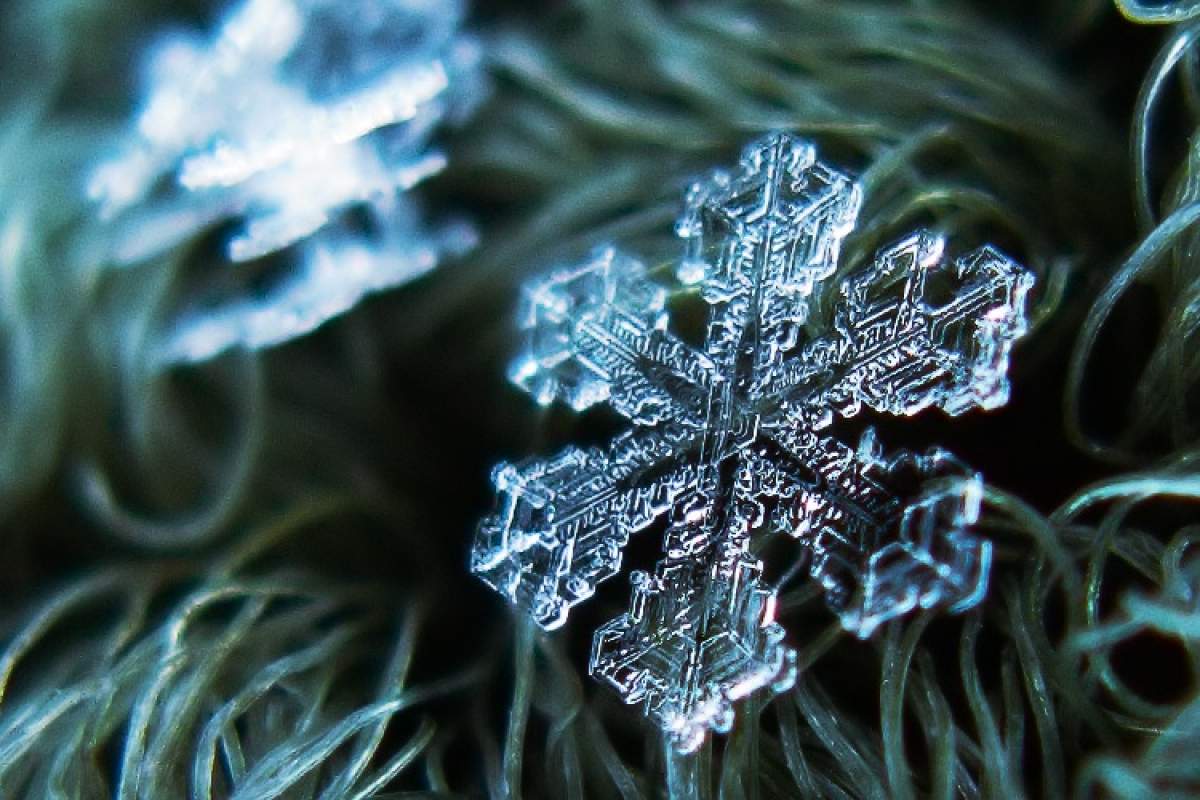 Macro view of a single snowflake