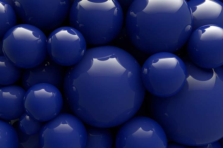 A pile of blue plastic balls