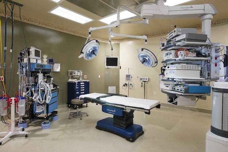 An operating room full of high-tech equipment