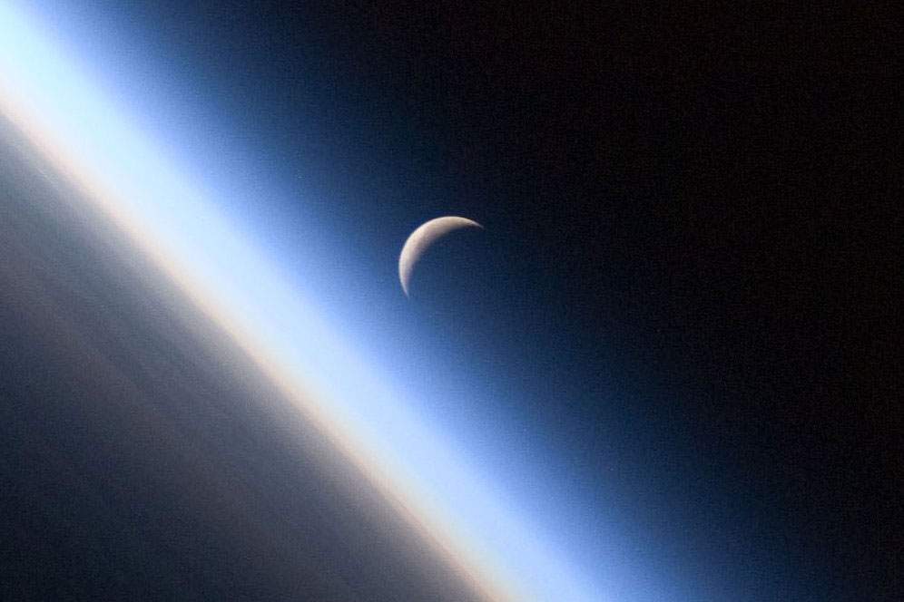 Earth's atmosphere and moon