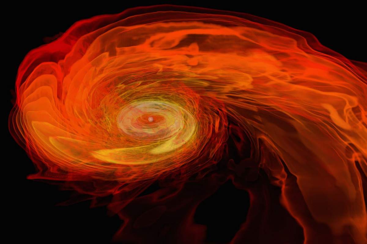 a computer simulation of a black hole being formed