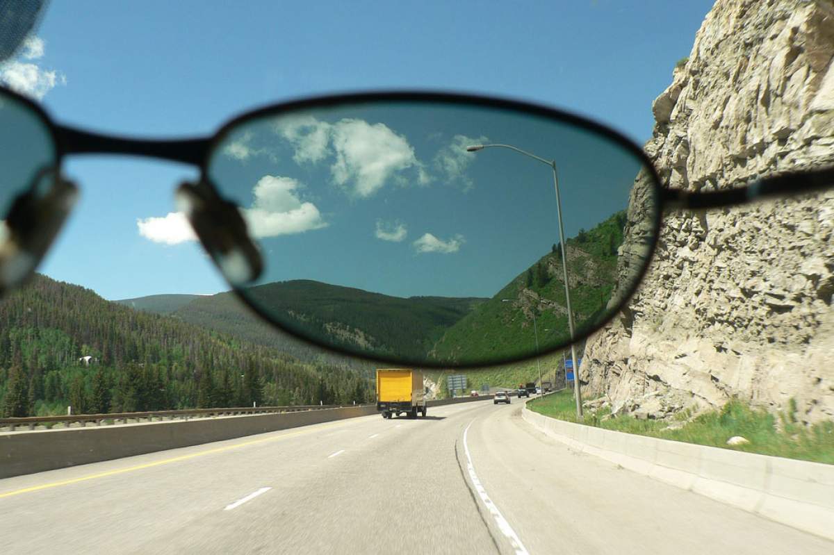 sunglasses superimposed over a landscape.