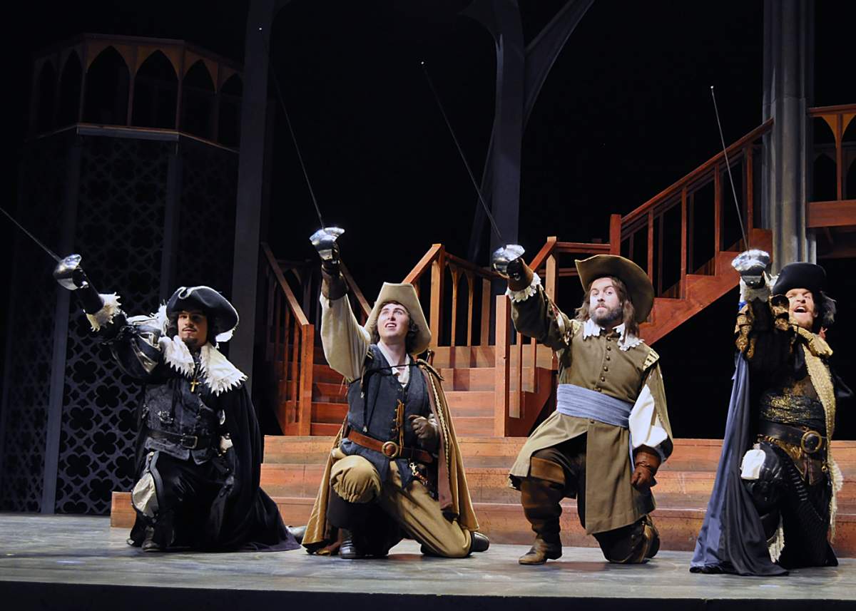 the four swordsmen of the play swear allegiance