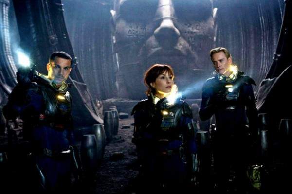 Logan Marshall-Green, Noomi Rapace, and Michael Fassbender in Prometheus