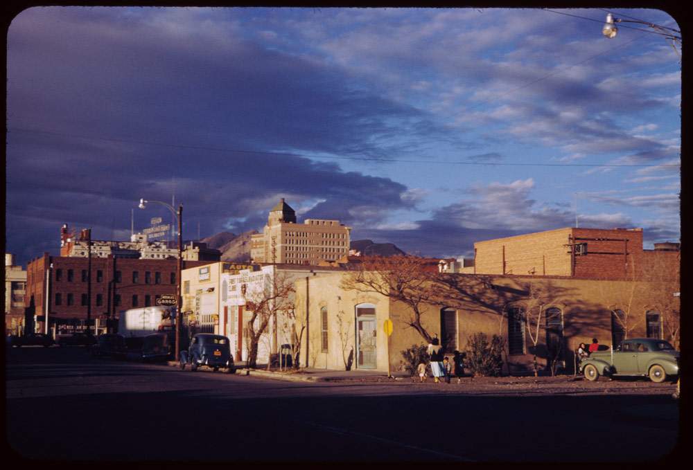 Charles Cushman, El Paso's central district and the Franklin Mtns. from So. Santa Fe St.,