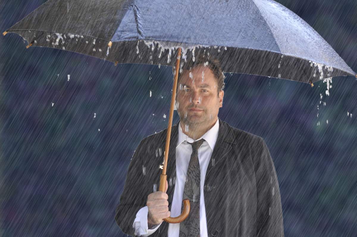 man under an umbrella