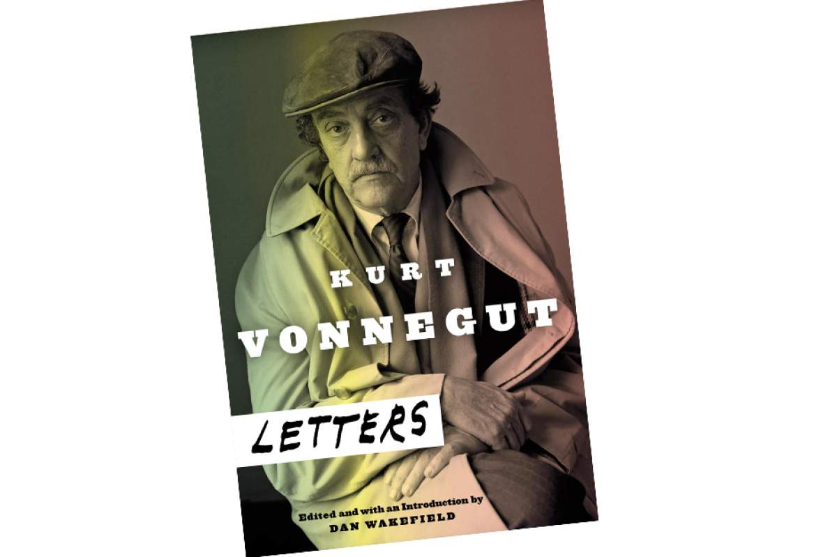 Cover of Kurt Vonnegut: Letters, showing Vonnegut in trench coat and cap