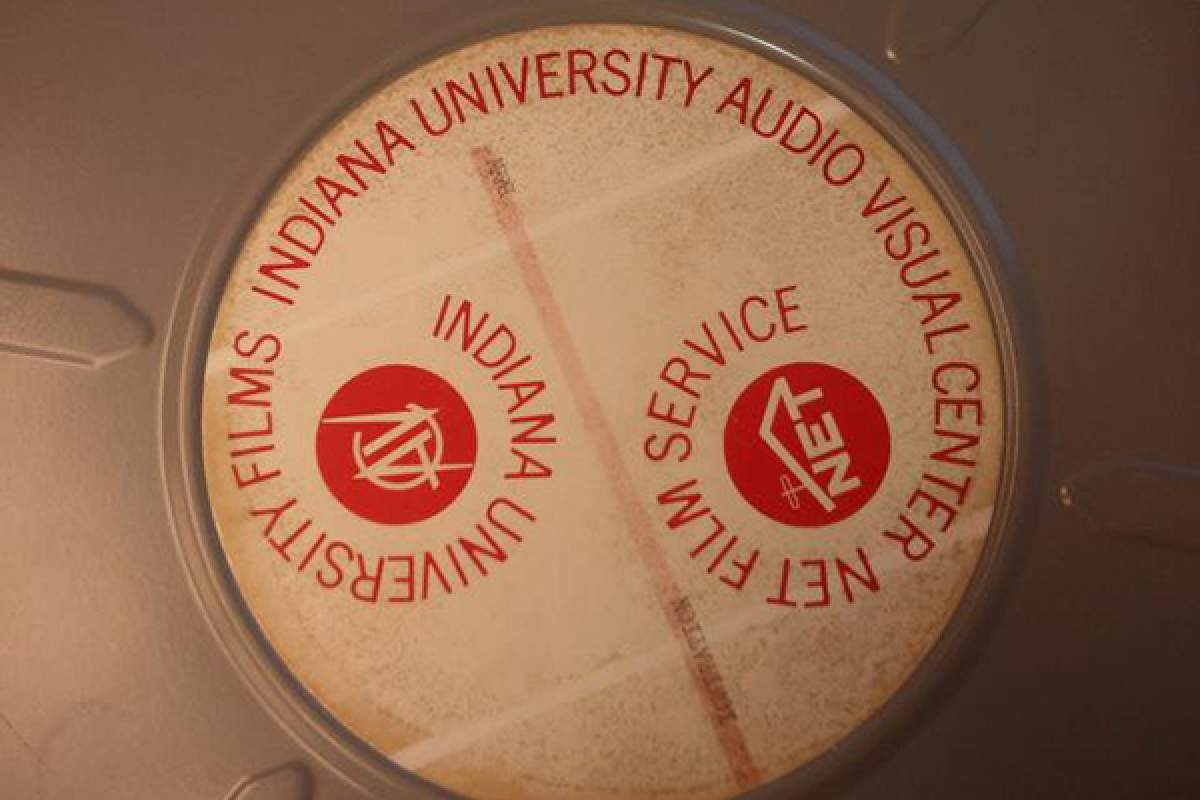 A film can from the IU Film Archive.