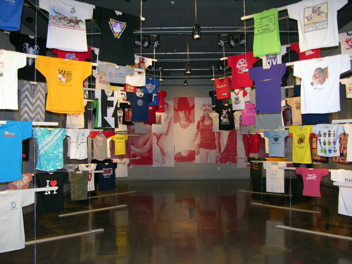 installation view of t-shirt exhibition in Columbus