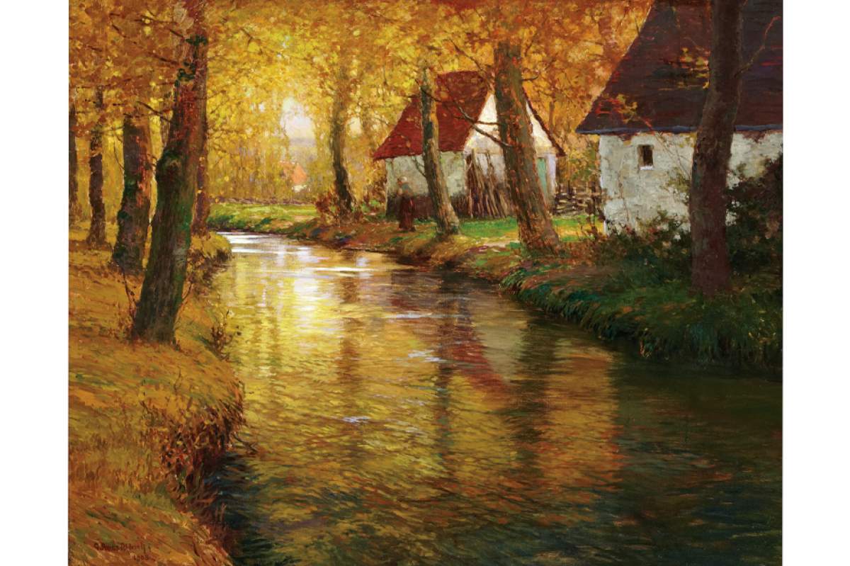 "The River Elaune, Bellengreville" (1908) shows Aldrich's skill at painting flowing water
