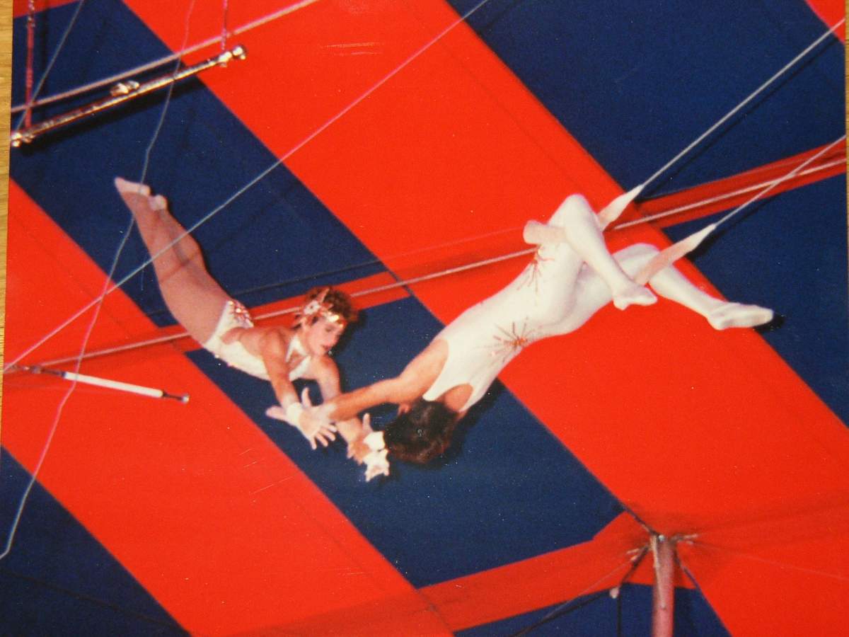 Juliana Burrell flies on the flying trapeze.