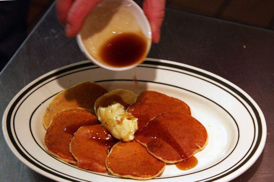 Wheat Germ Pancakes With Local Maple Syrup And Walnut Butter