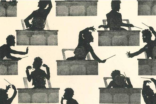 Silhouettes of a conductor