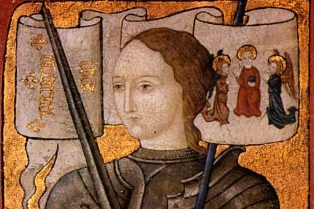 Joan of Arc: Painting, ca. 1485. An artist's interpretation, since the only portrait for which she is known to have sat has not survived