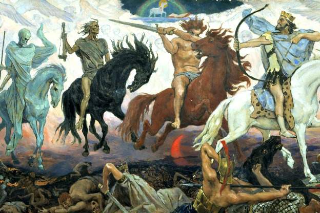 Detail from the painting Four Horsemen of Apocalypse by Viktor Vasnetsov.