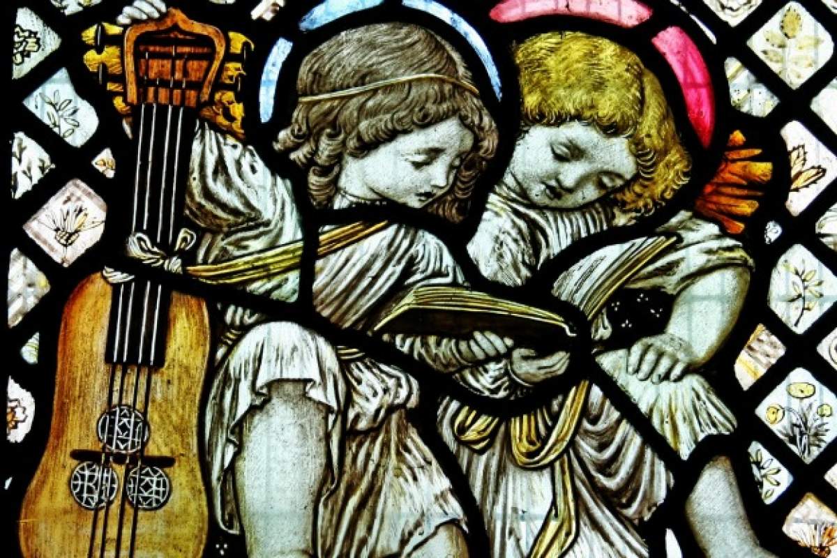 Detail from 'Adoration of the Shepherds and Angels' by Anning Bell, 1911