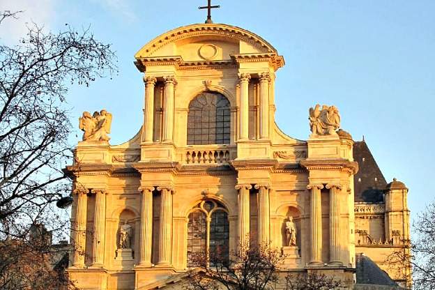 Facade of the church Saint-Gervais et Saint-Protais in Paris.