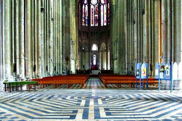 Stone labyrinth at the Basilica of St. Quentin, the fourth largest sanctuary in France.