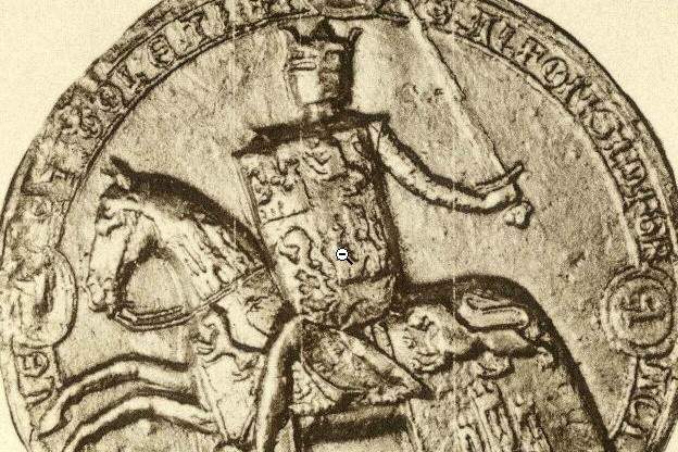 Detail from the seal of Alfonso X (El Sabio), King of Castile.