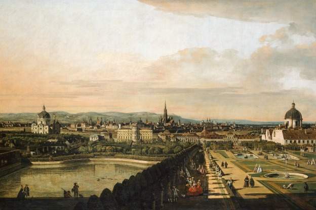 "Vienna Viewed from the Belvedere Palace," (1759-1760), a work by the Italian painter Bernardo Bellotto.
