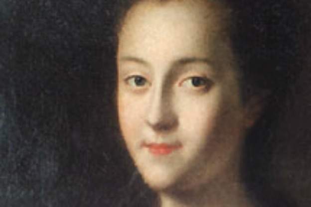 Detail from a portrait of young Catherine the Great soon after her arrival in Russia, by Louis Caravaque, 1745.