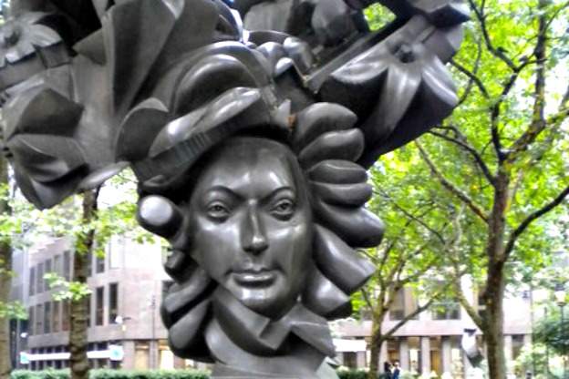 Detail of a bust of Henry Purcell located in Christchurch Gardens. Purcell was a composer who could coax wonders out of a single note.