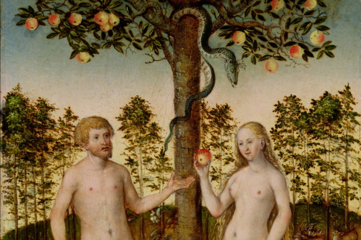 Detail from the painting titled The Fall of Man, 1549, by  Lucas Cranach the Younger (1515–1586).