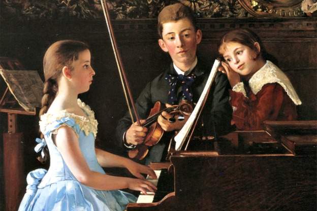 The Recital by Hungarian painter Döme Skuteczky, 1885.