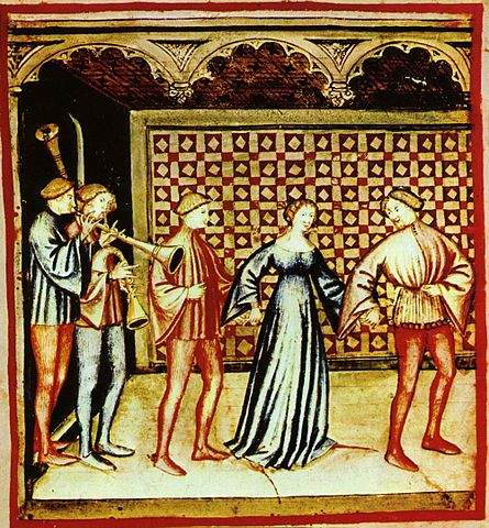 14th century image of a medieval dance.